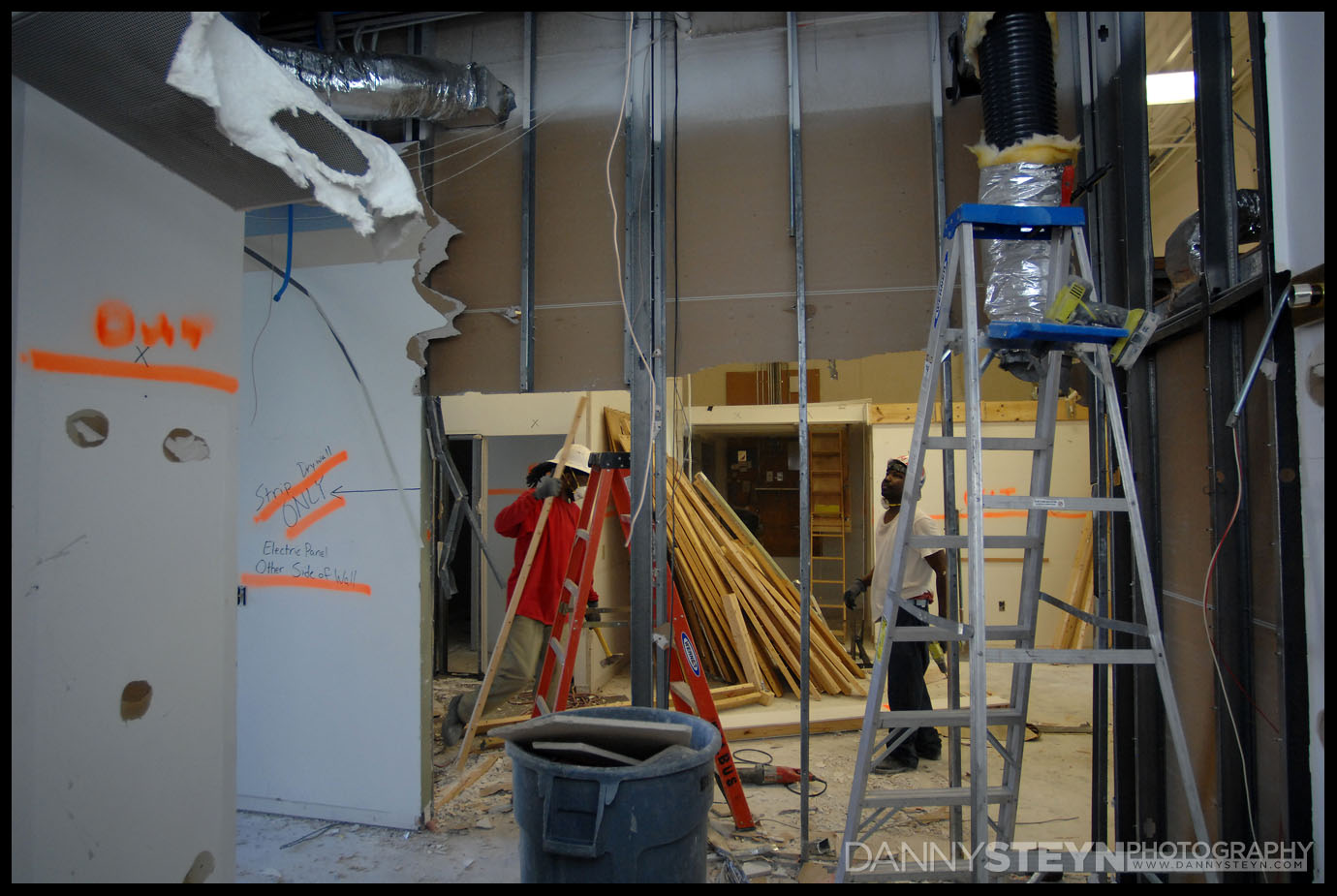 Studio demo - day 1. Photography studio construction project photos