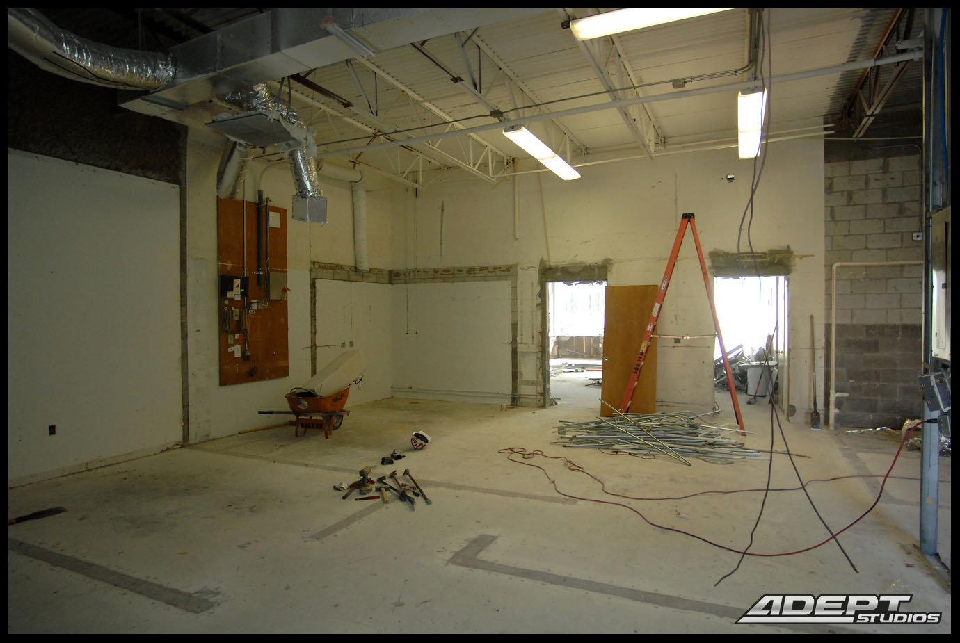 Studio demo - day 2. Photography studio construction project photos