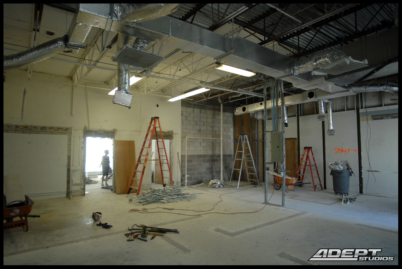 Studio demo - day 2. Photography studio construction project photos
