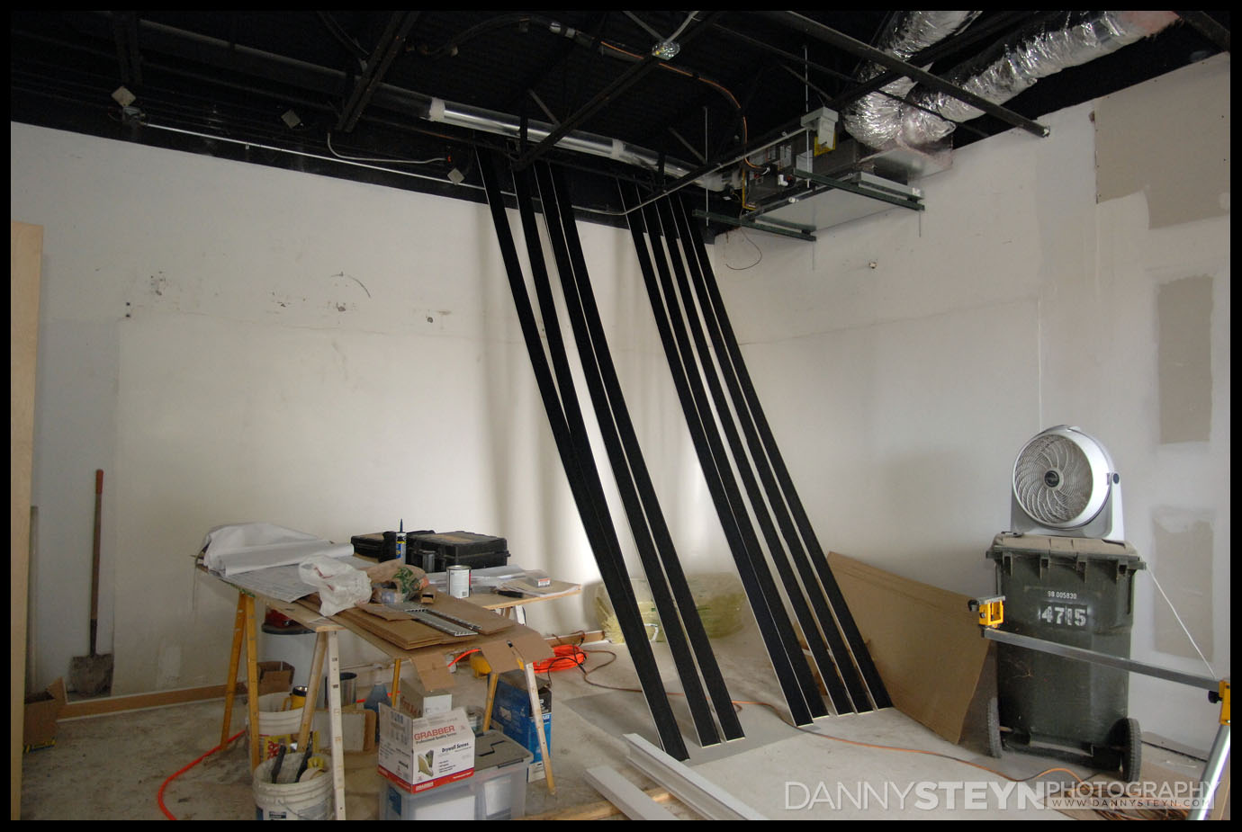 Baseboards painted and drying