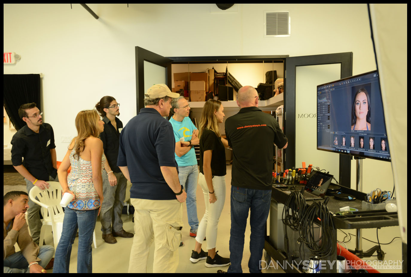 Shooting tethered to a 60 inch monitor is a superb tool when conducting photographic workshops. Nikon D5 tethered to 60" monitor using Surface Pro running Capture One software